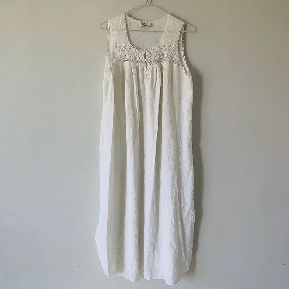 Vintage Cottagecore Prairie Nightgown Crochet Maxi Dress Sz S - Picture 1 of 4